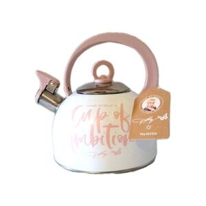 Nwt Dolly Parton White & Pink Pour Myself a Cup of Ambition Tea Kettle #869